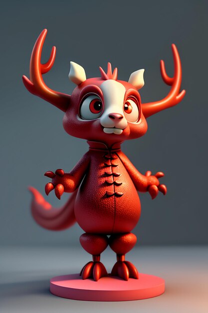 Animación de dibujos animados Dragón chino Bebé Antropomórfico Representación 3D Modelo de personaje Figura Producto