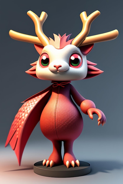 Foto animación de dibujos animados dragón chino bebé antropomórfico representación 3d modelo de personaje figura producto