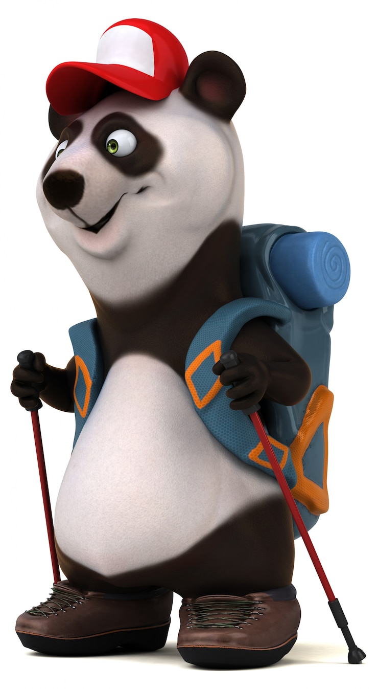 Foto animación divertida para mochileros panda