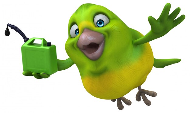 Animación divertida del pájaro verde
