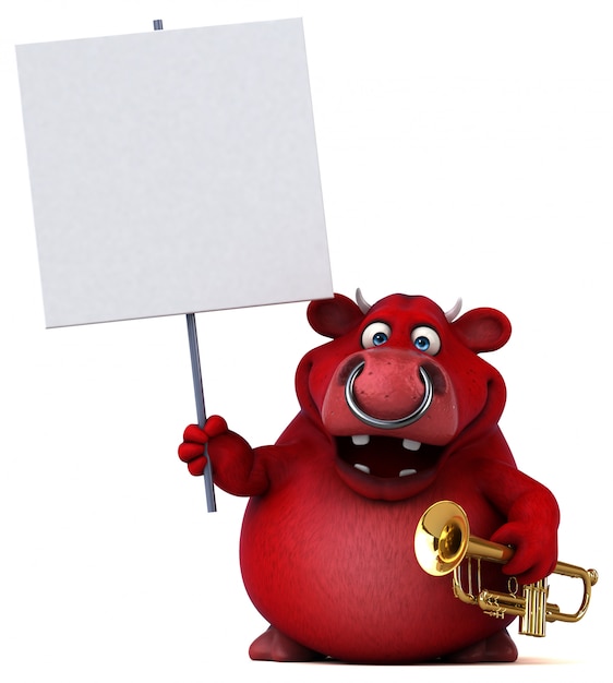 Foto animación divertida del toro rojo