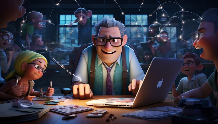 Foto animación empresarial creativa estilo pixar tema divertido