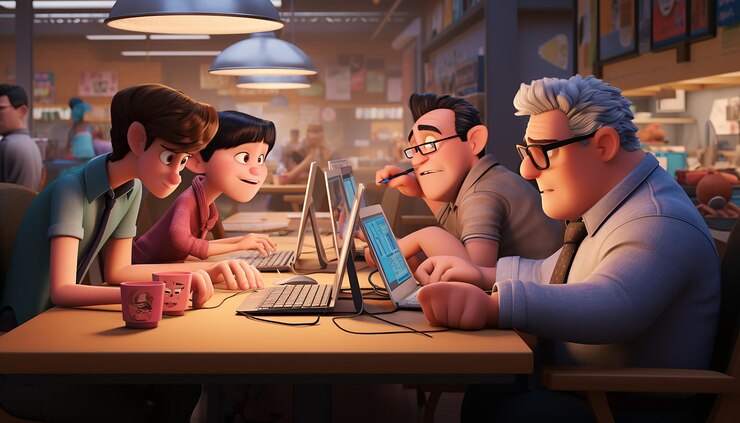 Foto animación empresarial creativa estilo pixar tema divertido