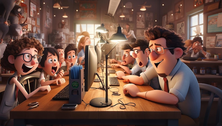 Foto animación empresarial creativa estilo pixar tema divertido