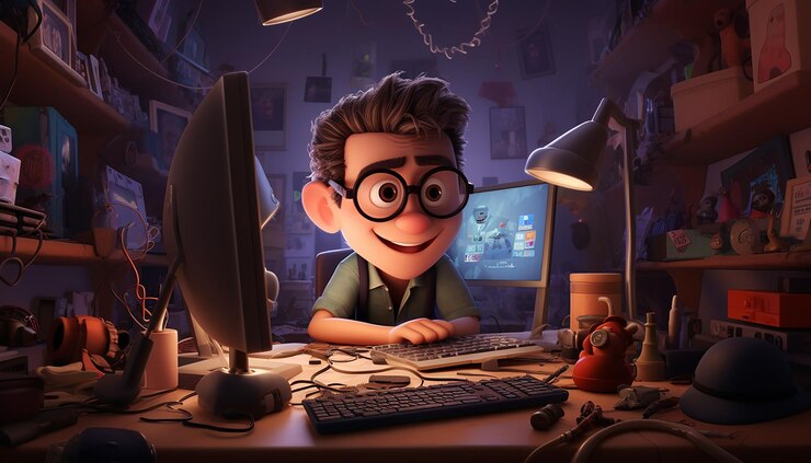 Foto animación empresarial creativa estilo pixar tema divertido