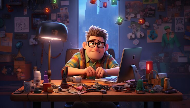 Foto animación empresarial creativa estilo pixar tema divertido