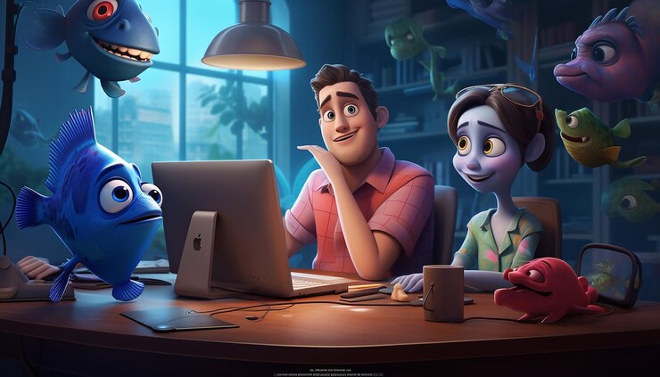 Foto animación empresarial creativa estilo pixar tema divertido