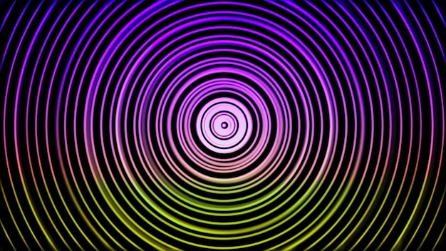 Animación en espiral hipnótica abstracta y colorida con círculos psicodélicos pulsantes con un centro colorido