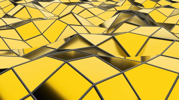 Animación de fondo cristalino triangular de oro transparente abstracto