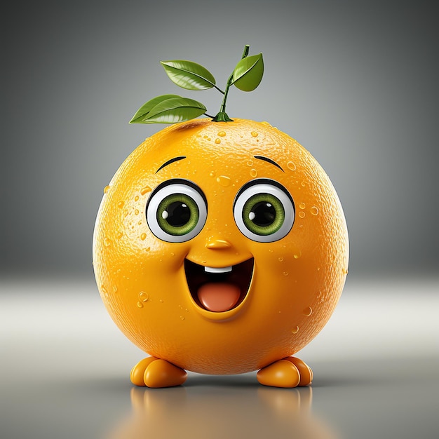 animación de fruta naranja con ojos oídos llorando