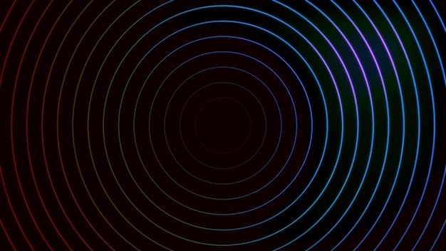 Animación hipnótica de movimiento que extiende círculos en fondo oscuro con círculos en expansión desde el centro