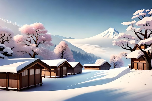 Foto animación japonesa paisaje 3d con hermosos matices naturales