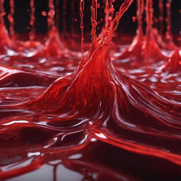 La animación de la línea líquida de color rojo brillante 4k línea de spline roja.