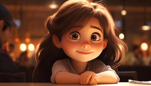 una animación de personaje de niño muy lindo estilo pixar