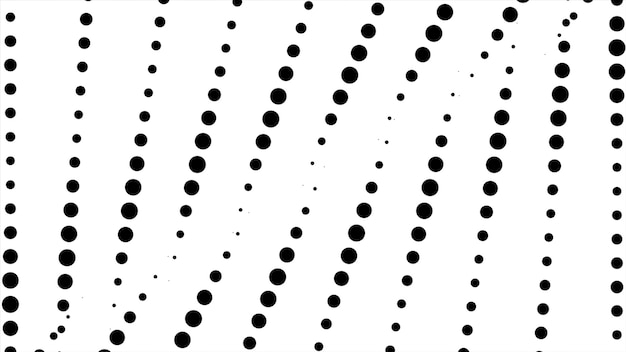 Animación de puntos o puntos negros que se mueven sobre un fondo blanco que se mueven en blanco y negro dinámico