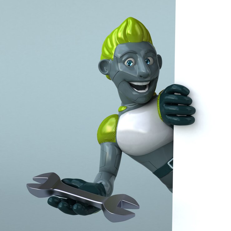 Foto animación del robot verde