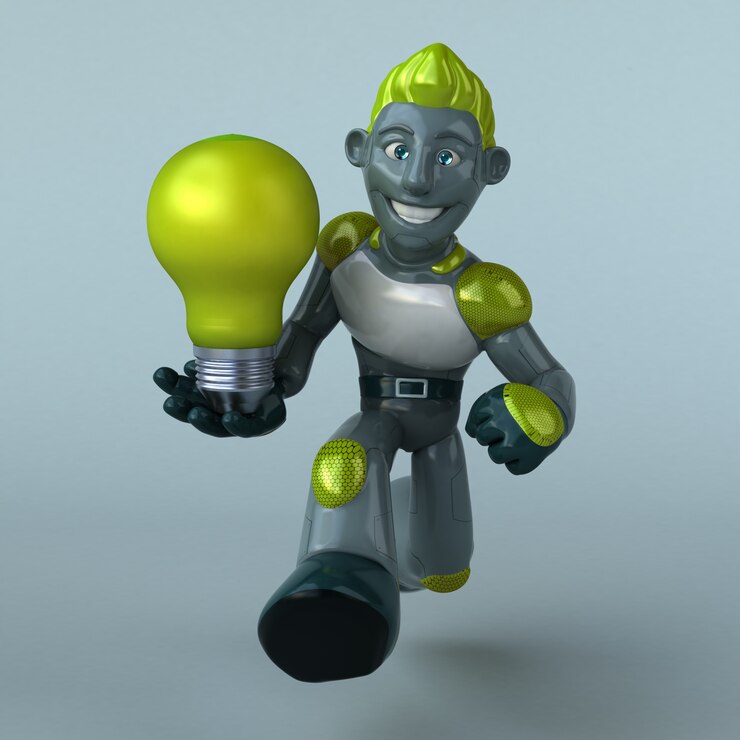 Foto animación del robot verde