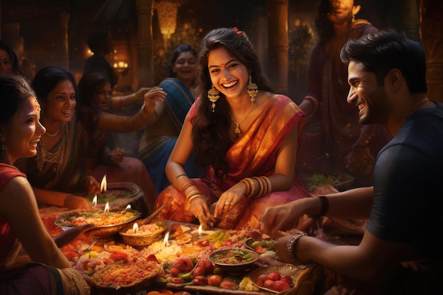 Animada escena de Diwali Celebration Bliss creada con IA generativa