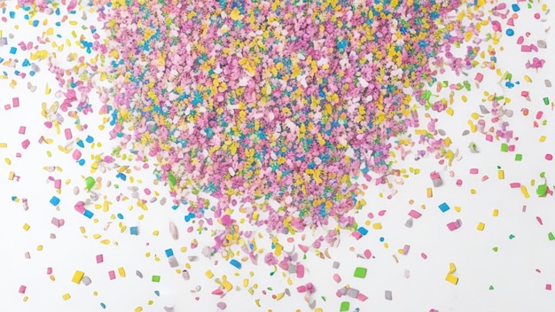 Foto animada explosión de confeti sobre un lienzo blanco limpio