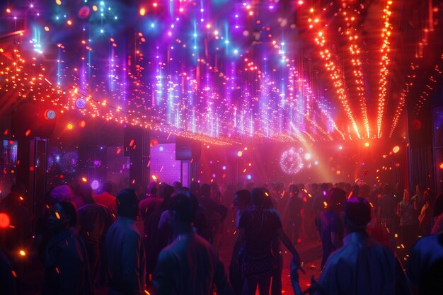 Foto una animada fiesta de baile bajo las luces de la discoteca