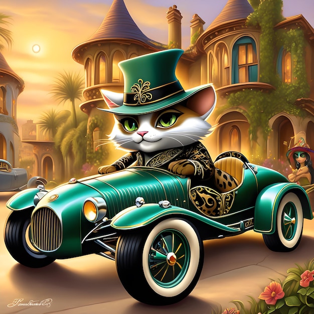 En esta animada y llamativa caricatura se representa a un tabaxi con un elegante sombrero mariachi con t