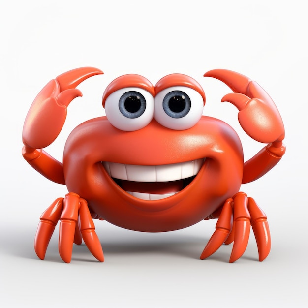 Foto animado 3d chibi cangrejo de primer plano pixar animación en fondo blanco