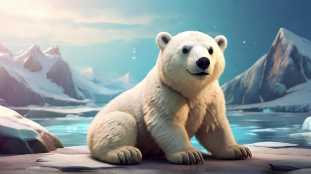 animado de oso polar en 3D