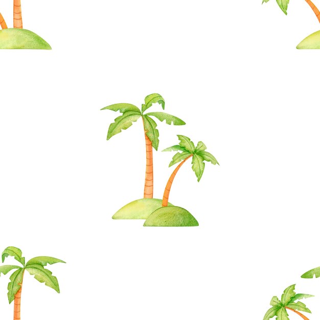 Un animado patrón de palma tropical perfecto para evocar el espíritu aventurero de la exploración del mar Este diseño de acuarela es genial para libros de recortes con temas de piratas diarios de viaje y decoración de casas costeras