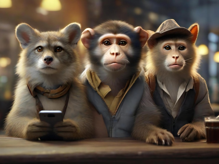 Foto animais antropomórficos fotorrealistas atividades humanas estilo melhor qualidade imagem hiper realista