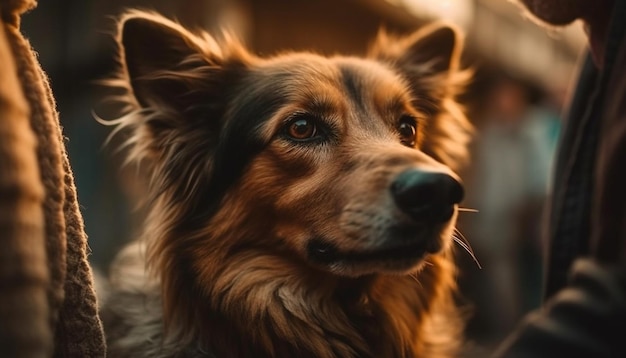 Animais de raça pura sentados ao ar livre olhando para a câmera gerada pela IA