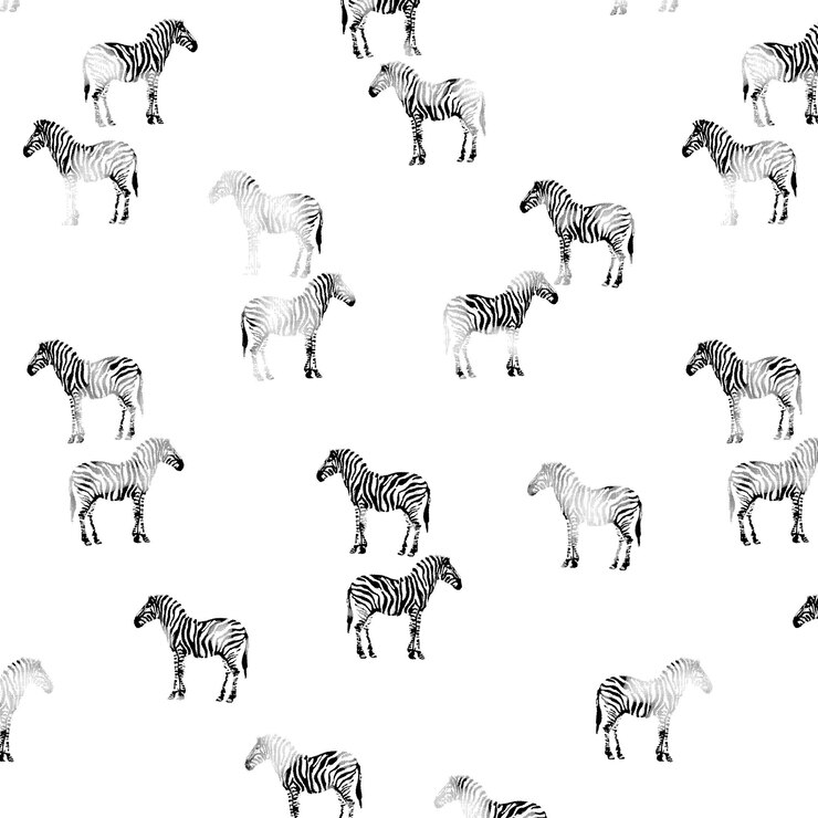 Foto animais de safári desenhados à mão ilustração de padrão sem costura cute zebra africana