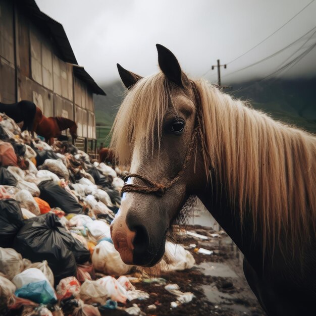 animais entre o lixo Salve animais problemas ambientais imagem de fundo