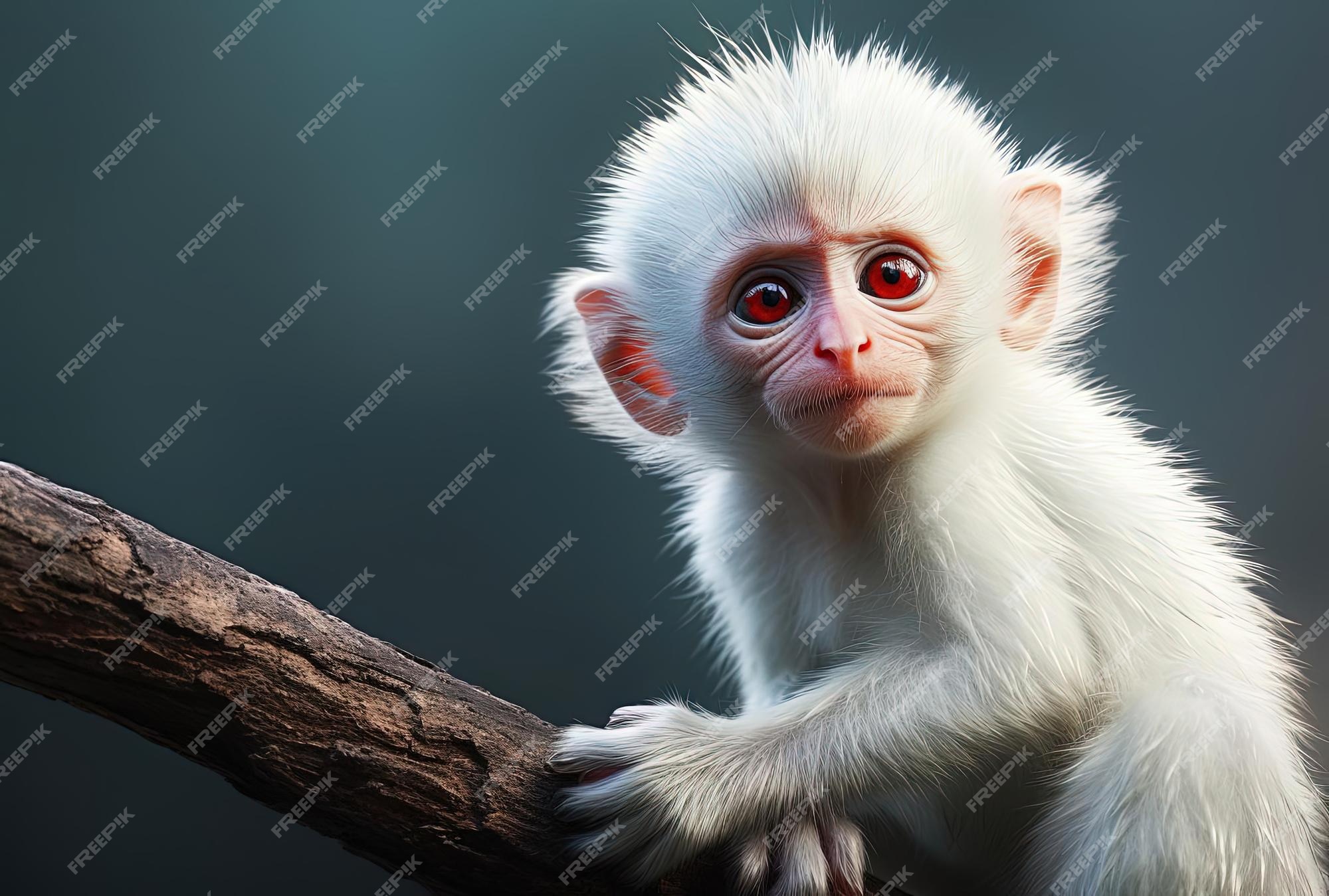 Animais fofos de macaco branco no estilo aprimorado digitalmente