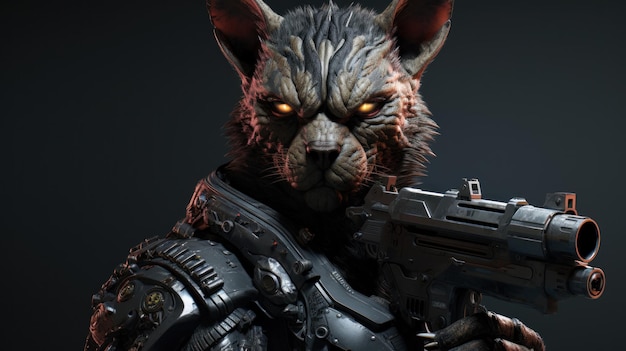 Animais gangsters com modificações corporais cyberpunk