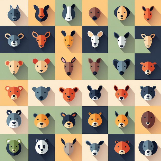 Foto animais padrão animais bonitos vetor coleção de animais vetor 2d animais clipart adesivo