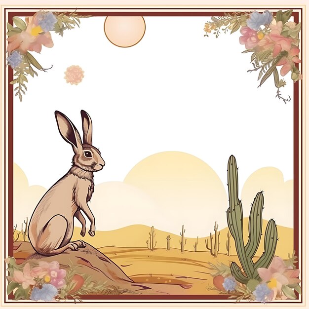 Foto animais quadro de cute long eared desert jackrabbit incorporating innocen 2d design criativo bonito