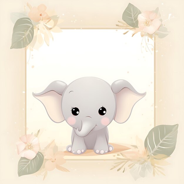 Animais Quadro de doce bebê elefante bezerro tomando a forma de um Deli 2D design criativo bonito