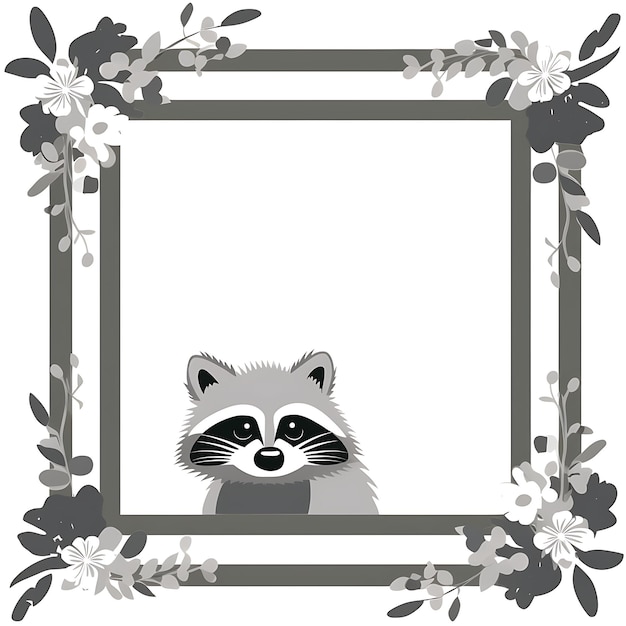 Animais Quadro de Raccoon Kit um Cute Masked Raccoon Kit Quadro em forma 2D design criativo bonito