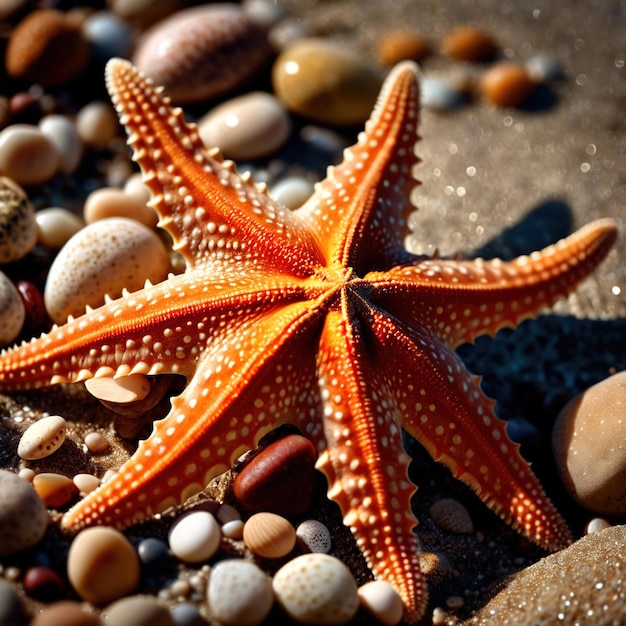 Foto animais selvagens de estrelas-do-mar que vivem na natureza, parte do ecossistema