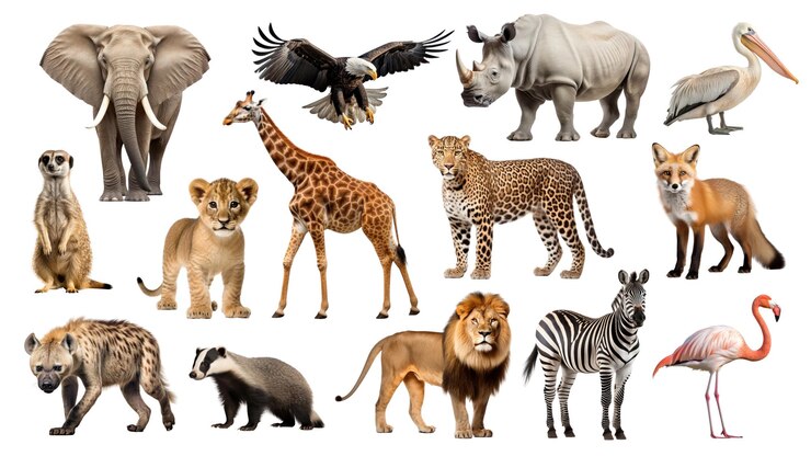 Foto animais selvagens png set de recortes