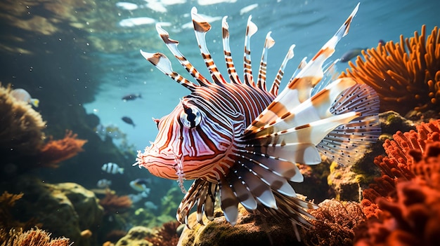 Animais subaquáticos natureza peixe recife mergulho peixe leão água