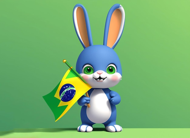 animal 3d que sostiene la bandera de Brasil