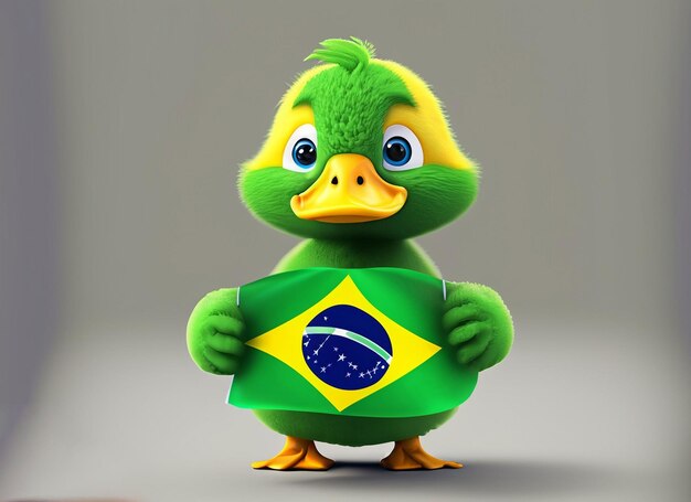 animal 3D segurando a bandeira do Brasil