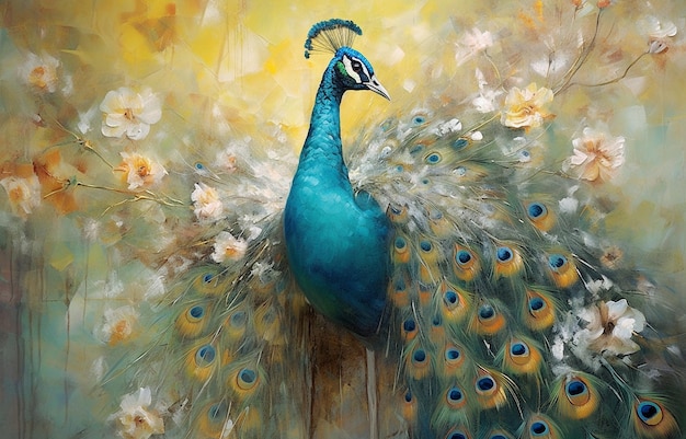 Animal abstracto Pintura al óleo caballo mariposa pavo real fénix