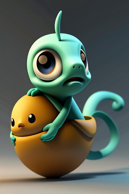 Animal antropomórfico bebé serpiente personaje virtual modelo de personaje diseño de dibujos animados lindo