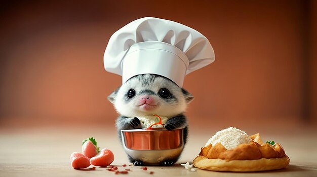 Foto animal bebê fofo vestido de chef