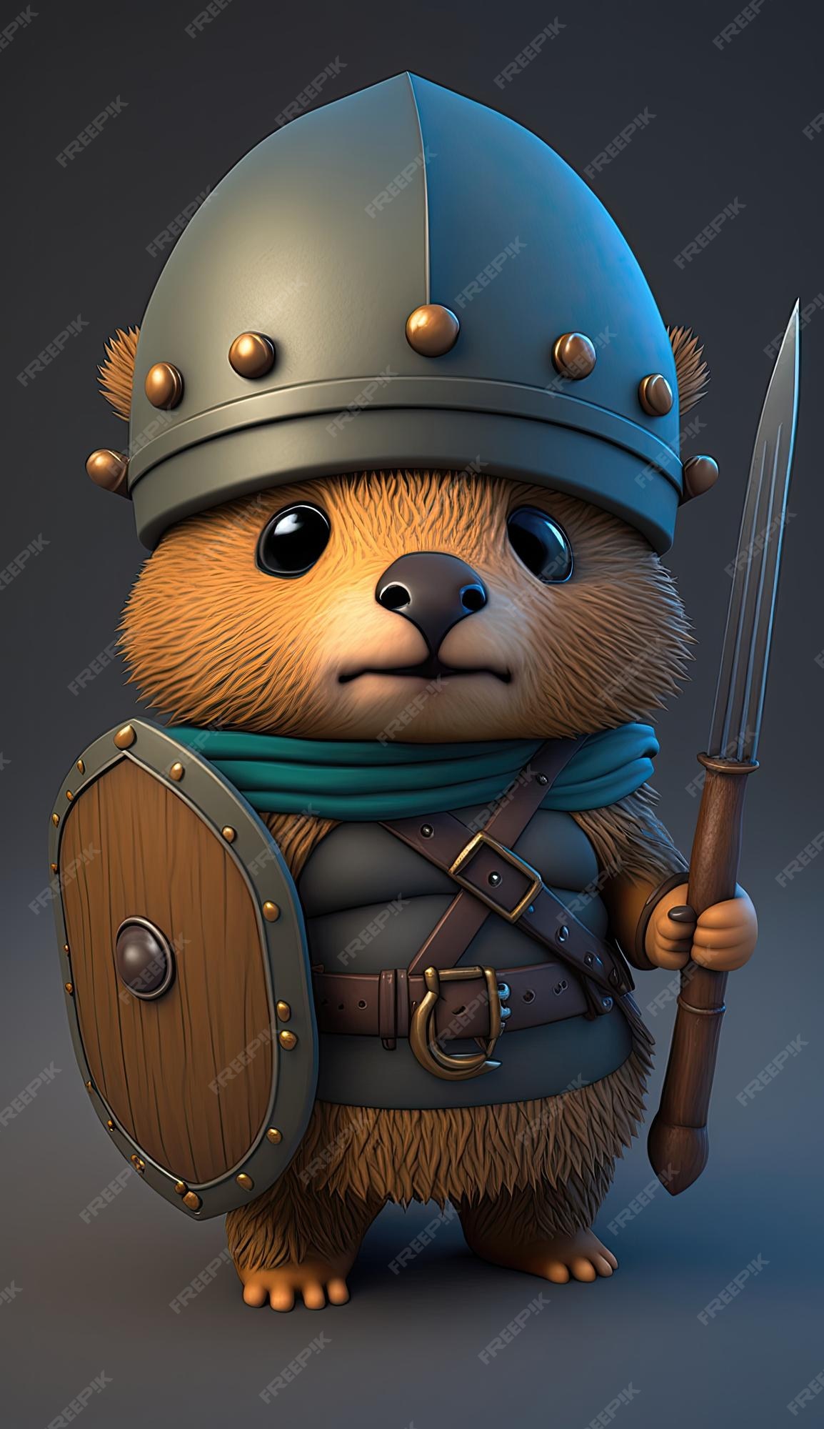 Bonito capivara animal guerreiro 3d modelo de jogo generativo ia