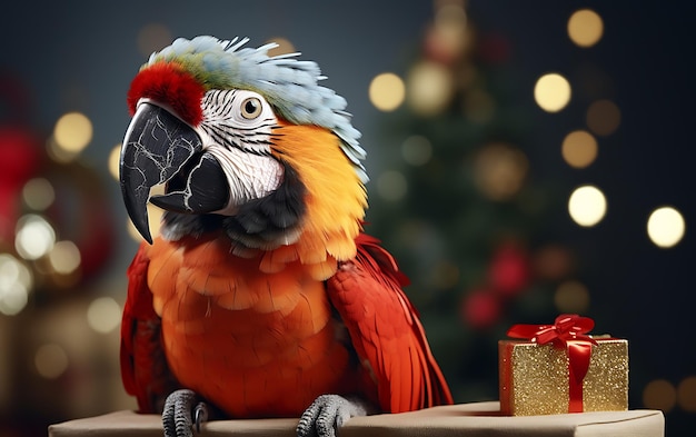 Animal bonito e engraçado com traje de Papai Noel fundo de animal de Natal com espaço de cópia