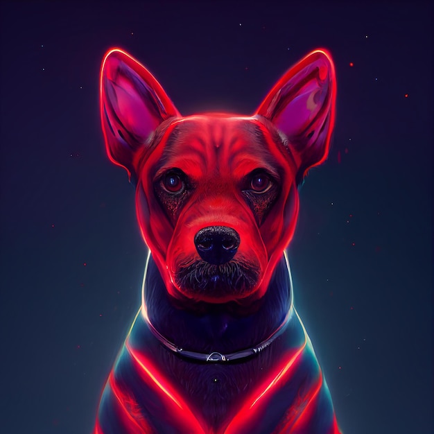 Animal bonito pequeno retrato de cachorro vermelho de um toque de ilustração em aquarela