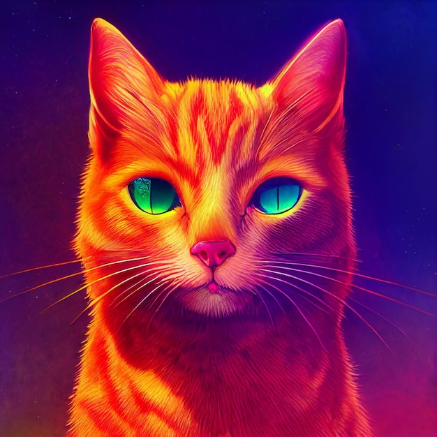 Animal bonito pequeno retrato de gato bonito de um toque de ilustração em aquarela